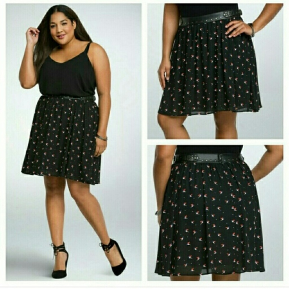 TORRID Black Hummingbird Skirt Leather Belt  Sz 22